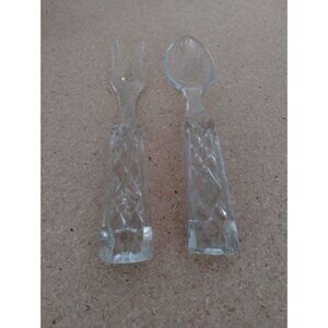 Anchor Hocking Wexford Glass Salad Fork and Spoon Set